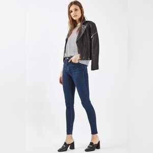 Topshop Jamie Skinny Jeans High Rise Ankle Length  Raw Hem Dark Wash Size 26